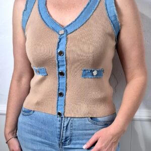 Top punto denim Camel