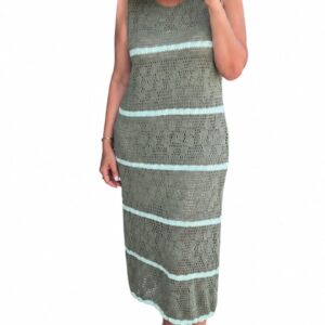 Vestido de Punto Calado Verde Caqui para Mujer