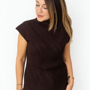 Top de Punto Sin Mangas y Cuello Alto para Mujer