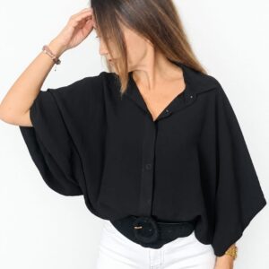 Blusa Camisera Holgada de Mujer con Manga Murciélago