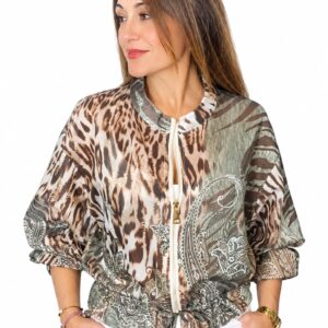 Chaqueta Ligera Estilo Bomber de Leopardo  para Mujer