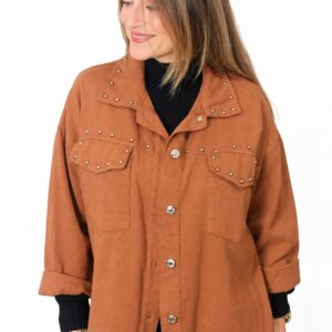 Sobrecamisa de Algodón Terracota con Tachuelas