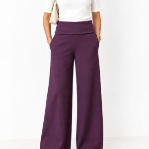 Pantalón Chándal Elegante de Talle Alto Ancho con Pernera Palazzo
